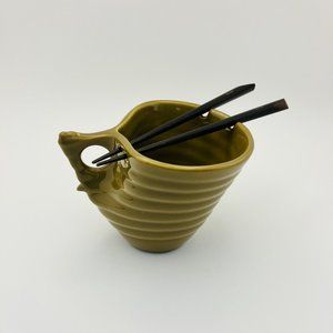 Elan Pottery Green Udon Noodle Ceramic Bowl Ramen Mug Cup Handle Student